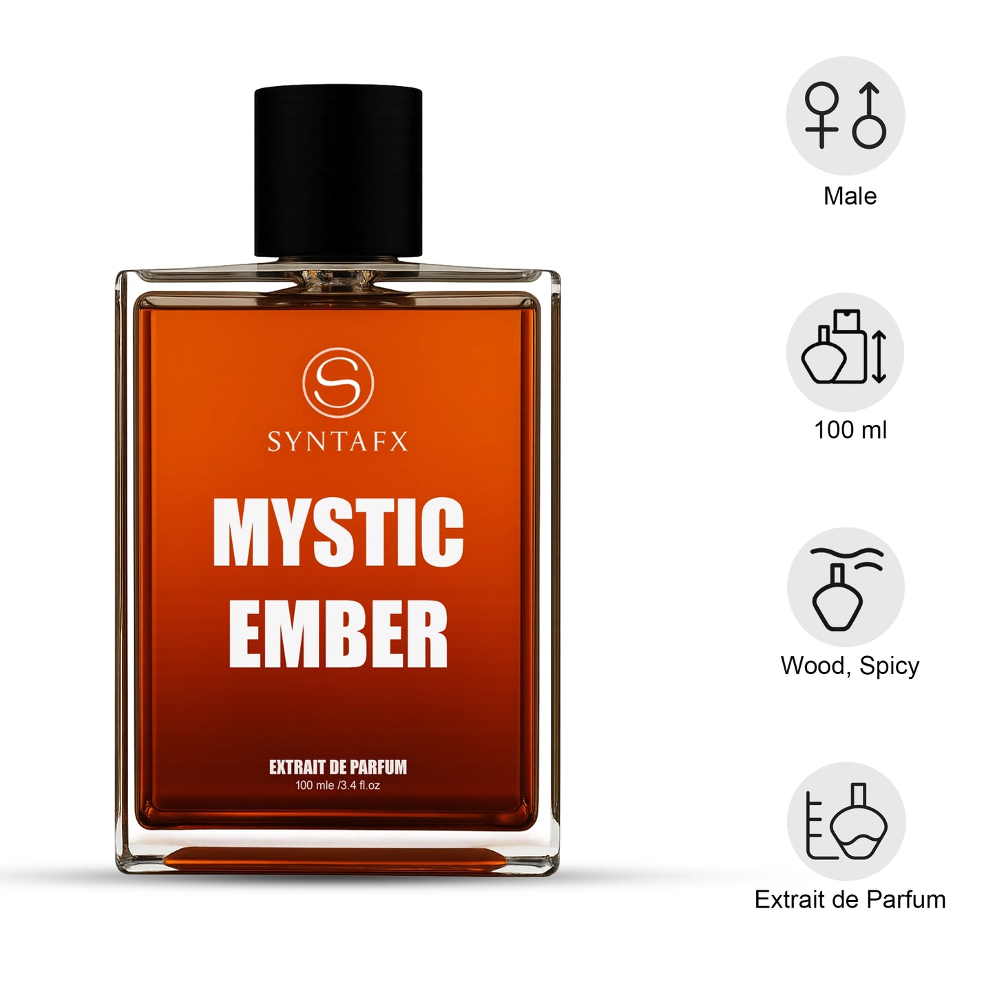 Syntafx Extrait De Parfum Mystic Ember– India’s Strongest Perfume with 50% Concentration, 100 ml