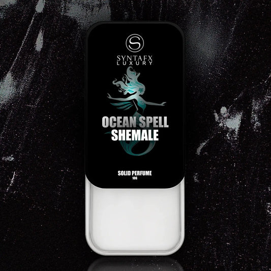 OCEAN SPELL Luxury Solid Perfume For Women by SYNTAFX in 10g sleek black tin with mermaid design, ideal for elegant, long-lasting fragrance.